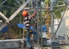 TOWER PT INTI SEL DAN PT GMI PERKUAT SINYAL TELEKOMSEL, XL DI DESA KARANG MULYA, TUNGKAL ILIR